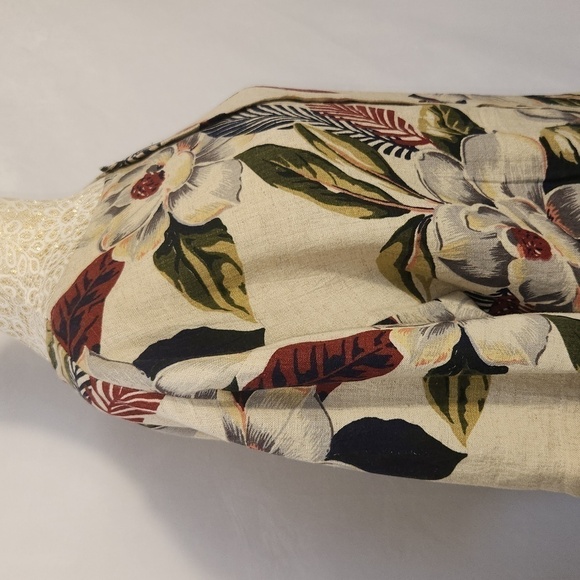 City Clothing Co Women Size L Linen Tropical Print Short Sleeve Button Down Top - Picture 5 of 13